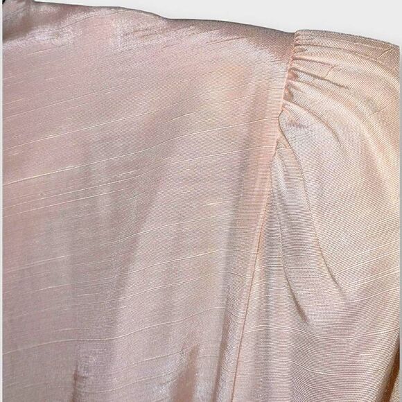 Vtg Dawn Joy Dress Sz 11/12 Pink Long Sleeves Pads Puff Shoulder Lace Collar Mid - Picture 7 of 16